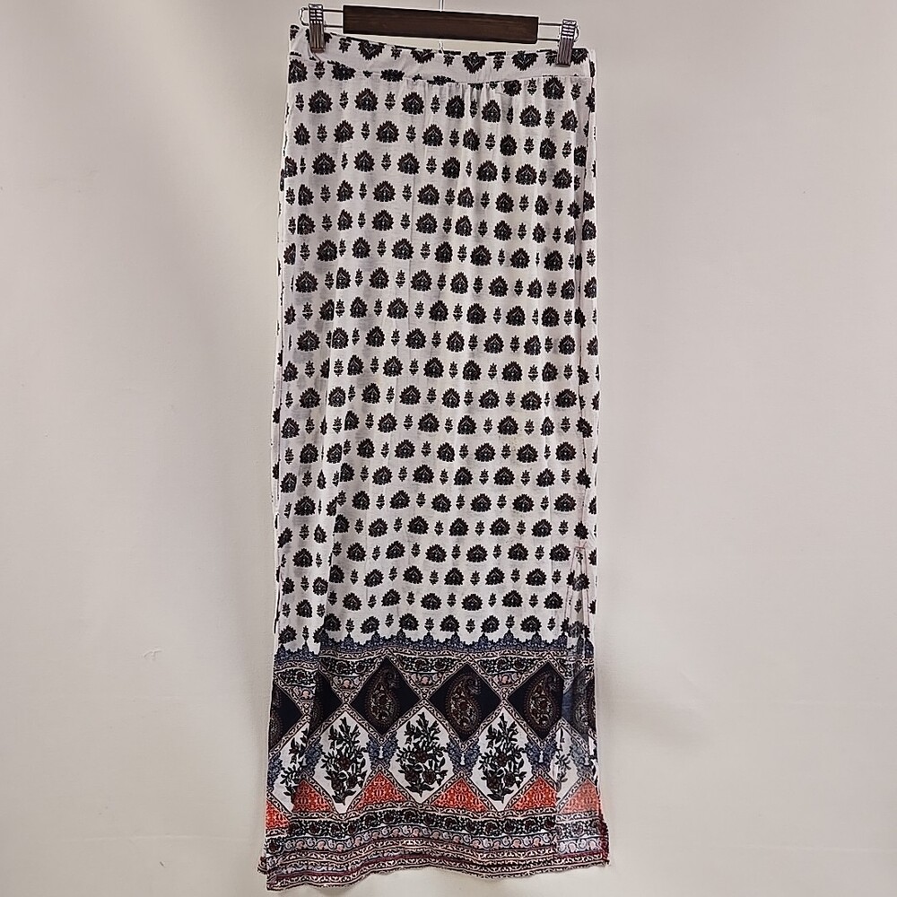 No Comment Skirt Womens Large White Peacock Pattern